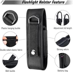 Holster, Molle Tactische Torch Cover Case Nylon Verstelbare LED Torch Pouch Geschikt voor 5" tot 7" Zaklamp voor Outdoor Camping Wandelen Jagen — thumbnail 4