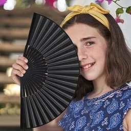 3 Stuk Zwarte Opvouwbare Handventilatoren - Vouwventilator Set voor Bruiloft, Feest en Zomer - Ideaal als Cadeau — thumbnail 2