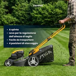 Benzine Grasmaaier - Gazonmaaier Duwen - Gazon Onderhouden - Opvouwbaar Handvat - 46 cm Maaibreedte - Geel — thumbnail 2