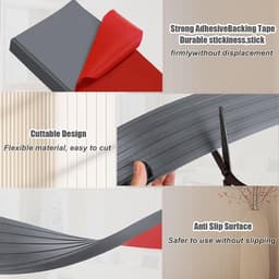 90 x 8 x 2 cm, deurdrempeloprijplaat, pvc-rolstoelhelling, antislip oppervlak, rubberen oprijplaat, drempelhelling voor rolstoel, kinderwagen, rollator of e-scooter, grijs — thumbnail 4