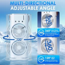 Draagbare mini-airco – 280 ml luchtkoeler, 4-in-1 draagbaar apparaat, 3 snelheden, 3 vernevelingsstanden, ledverlichting in 7 kleuren, USB-ventilator & luchtbevochtiger voor de slaapkamer — thumbnail 4