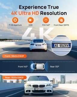 Dashcam Auto - 4K UHD + 1080P - Dual Car Camera - GPS en WiFi - Voor Auto's — thumbnail 2