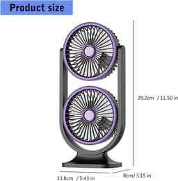 LISM - Bureauventilator, USB oplaadbaar, stille koeling, draagbare bureauventilator met dubbele kop Geschikt voor thuisgebruik, externe USB-voeding met dubbele kop — thumbnail 2