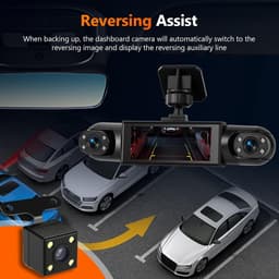 SnelShoppen - Mirror Dash Cam 4 Kanaals Achteruitkijkspiegelcamera 3.16 inch met G-Sensor, Parkeerbewaking, Nachtzicht, 24U Parkeerstand en 64GB Geheu — thumbnail 4