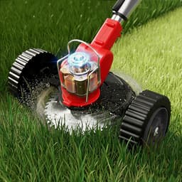 Accu-aangedreven grasmaaier/onkruidverwijderaar – Zwart-rode tweekleurige grasmaaier op wielen – 24V Type D (2 accu's) – Inclusief oplader conform EU-norm – Geschikt voor tuinen en gazons – Volledig uitgerust — thumbnail 5