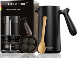 Thijox - HEEMBURG French Coffee Press 1L - Roestvrijstalen Thermoskan met Extra Filter - Dubbelwandige Geïsoleerde Koffiepers voor Koffie en Thee - El — thumbnail 4