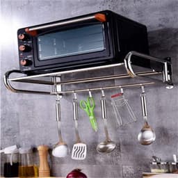 Magnetron Oven Rek - Keuken Organizer - Keuken Opbergen - Stabiel Roestvrij Staal - 60 cm - Zilver — thumbnail 1