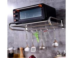Magnetron Oven Rek - Keuken Organizer - Keuken Opbergen - Stabiel Roestvrij Staal - 60 cm - Zilver