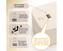 Thijox - Afsluitbare Opbergdoos voor Medicijnen & Mobiele Telefoon - Combinatieslotdoos voor Keuken, Thuis, School, Kantoor, Reizen - Beige - 23,9 x 1