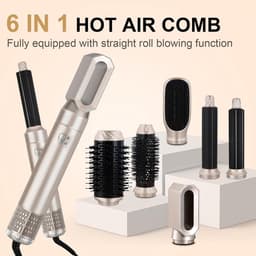 6-in-1 krultang, haarstyler, 6-in-1 haarstyler, krultang, warme lucht curler, 1000 W haarstyler, warme luchtborstel, warme luchtborstel met 6 reserves, voor het gladmaken van haar, drogen — thumbnail 2