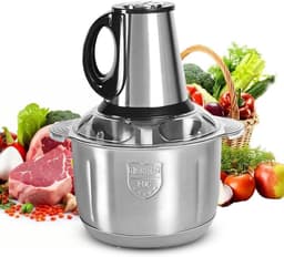Elektrische Hakmolen - Keukenmachine Mini - Snel Ingrediënten Maken - 3 Snelheden Instelbaar - 5 Liter Kom - Zilver — thumbnail 1