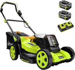 Elektrische Grasmaaier - Draadloze Grasmaaier - Gazon Onderhoud - Inclusief Batterijen - 40CM Snijbreedte - Groen — thumbnail 1