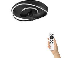 Fantiluxe - Brynja - Plafondventilator met verlichting - Zwart - Ø50cm - Afstandsbediening - Met lamp - Plafond ventilator - Slaapkamer