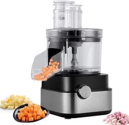 Elektrische Groentesnijder - Keukenmachine Rasp - Snel Ingrediënten Snijden - Krachtige 600W Motor - 5L Kom Capaciteit - Zilver — thumbnail 1
