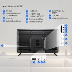 MEDION 100.3 cm 40" Full HD TV Triple Tuner DVB-T2 HD DVB-C DVB-S2 2x HDMI USB sleeptimer mediaspeler VESA CI+, MD840002 — thumbnail 4