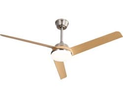 Plafondventilator Met Lamp - Ø 132cm - Stille ventilator - 3 ABS Bladen - 6 standen voor de windkracht - Met Afstandsbediening - LED's Light - Licht houtkleur