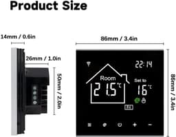 Slimme Thermostaat - Temperatuur Regelaar - Comfort Verhoging - Touchscreen Bediening - 60 mm Installatie - Zwart — thumbnail 3