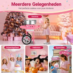 Seth Select Cotton Candy Machine met Kar – Elektrische Suikerspinmaker met Grote RVS Kom - Suikerspinmachine met Trolley - Pink — thumbnail 2