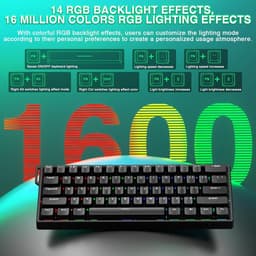 AULA WIN60 HE - 60% Bedraad RGB Gaming Toetsenbord - Hall Effect Rapid Trigger - Magnetische Toetsen - Gasket - Hot Swap - 8K Hz Polling Rate - QWERTY Toetsenborden - Zij Bedrukte toetsen - 61 Keys - Nacht Zwart — thumbnail 4