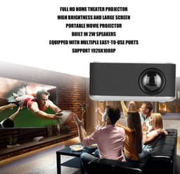 OmGoods - Dailygoody - Mini Projector - Draagbare Projector - Full HD 1080P - Zilver Zwart - Video Projector - Geschikt voor TV PC Smartphone - Compact formaat — thumbnail 3