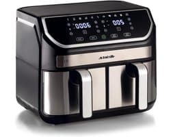 Heteluchtfriteuse Dubbele Mand - Airfryer XL - Gezond Koken - 11 Programma's - 9 Liter - Bruin