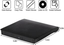 Externe DVD Brander - CD Writer - Films Kijken - Snelle USB 3.0 - Draagbaar Slim - Zwart — thumbnail 5