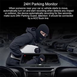 Dashcam voor Auto - 10" 4G Android 8.1 Dashcam - GPS Navigatie, Dual 1080P Camera - ADAS Rijhulp - Parkeermodus - Achteruitrijcamera - WiFi - Bluetooth - G-Sensor - Loop Recording - Zwart — thumbnail 3