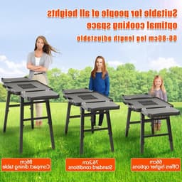 Draagbare Grill Trolley voor Enders Urban, Weber Q100/Q200/Q300 en Ninja Woodfire - Vouwbare Buiten Grillstand met Ruime Werkplek en In hoogte Verstelbare Poten — thumbnail 3