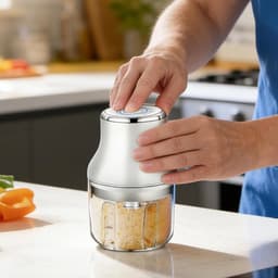 Mini Keukenmachine - Hakmachine Groente - Snel Ingrediënten Snijden - Draadloos Oplaadbaar - 250 ml - Wit — thumbnail 2