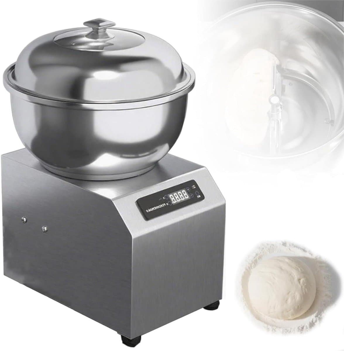 Elektrische Deegmachine - Spiraalmixer Broodkneedmachine - Professioneel Bakken - Krachtige 1800W Motor - 8 kg Kom - Zilver — afbeelding 1