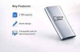 Externe Harde Schijf - Draagbare Opslag - Data Opslaan - Compatibel Met Alle Systemen - 2 Terabyte - Zilver — thumbnail 3
