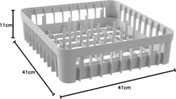 Vaatwaskorf - Glazenrek - Glazen Reinigen - 20 Steunpinnen - 400x400x110mm - Grijs — thumbnail 3