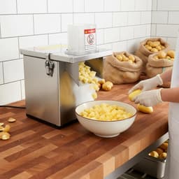 Elektrische Groentesnijder - Keukenmachine Multifunctioneel - Snel Ingrediënten Bereiden - 4-in-1 Snijfuncties - 150 kg Per Uur - Zilver — thumbnail 5