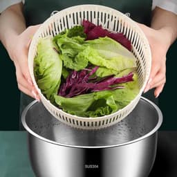 Salade Spinner - Groente Wasmachine - Salades Drogen - Ingebouwd Afvoersysteem - 6L Kom - Zilver — thumbnail 5