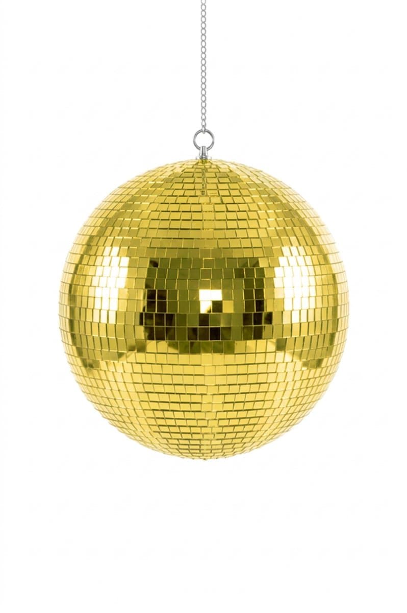 KIMU® Discobal Goud zonder Motor Ø 30 cm Middelgroot - Discobol Gouden Spiegeltjes 10 x 10mm - Spiegelbol Disco Bal Bol - Kinderkamer Feestje Discolamp Decoratie Space Planeet Halloween — afbeelding 1