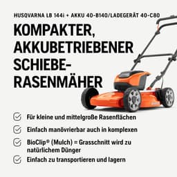 Husqvarna LB 144i accumaaier - 44 cm maaibreedte, 36 V, BioClip mulchfunctie, PowerBoost, savE-modus, centrale hoogteverstelling, voor kleine tot middelgrote tuinen, zonder accu en oplader — thumbnail 2