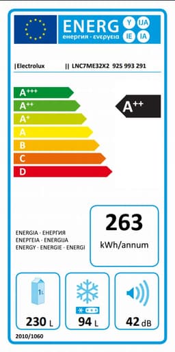 Electrolux LNC7ME32X2 koel-vriescombinatie Vrijstaand 208 l Grijs — thumbnail 2