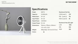 Nitecore NEF10 Elektrische Ventilator White — thumbnail 2