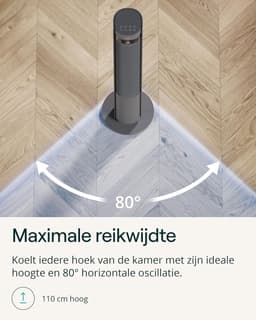 Torenventilator - Stille Ventilator - Ruimte Koelen - 26 Snelheden - 80° Oscillatie - Grijs — thumbnail 3