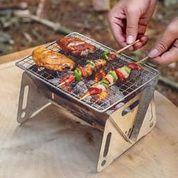 Campingkooktoestel, houtkachel, draagbare hobooven, campingkachel, hobofornuis, grillrooster, draagbare roestvrijstalen houtkachel, campingbrander, houtkachel draagbare campinggrill — thumbnail 2