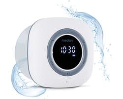 MEDION S66884 Douche radio met Bluetooth (badkamerradio, FM radio, zuignap, LED display, IPX6 waterproof, geïntegreerde oplaadbare batterij, MD43884) wit
