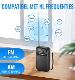 Transnect® - Draagbare Noodradio - Zwart - AM/FM - Oplaadbaar & Op Batterijen - Koptelefoonaansluiting - Draagbare Radio - Wereldradio - Noodpakket Must Have - Zakradio - Voor Rampen - Kleine - Transistor Radio - Telescopische Antenne — thumbnail 4