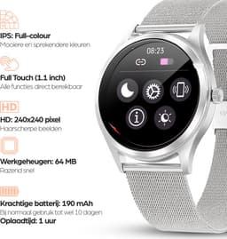 Actyve Smartwatch Dames Zilver - Geschikt voor elke laptop en smartphone - Stappenteller - Slaapmonitor - Saturatiemeter - Full Touchscreen — thumbnail 3