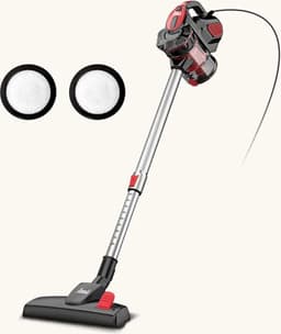 Inse - Steelstofzuiger met draad - 3 in 1 Stofzuiger zonder zak - Handstofzuiger met snoer en steel - 3 verschillende opzetstukken - 600W - Rood - 18Kpa — thumbnail 1