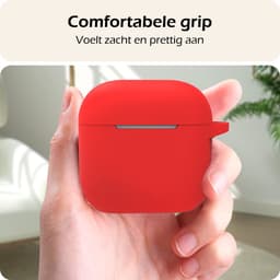 Hoesje - Geschikt voor Apple AirPods 4 / 5 - met Clip - Siliconen Hoes - Silicone Case Cover - Rood — thumbnail 4
