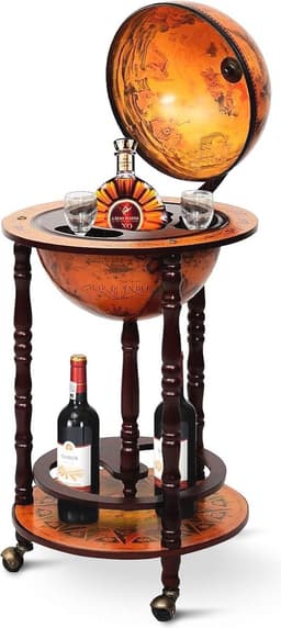 Globe Barwagen - Mini Bar Wijnrek met Wieltjes voor Opberging en Esthetiek — thumbnail 1