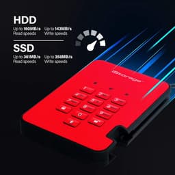 Beveiligde Externe Harde Schijf 1TB Rood - PIN Beveiliging & Hardware Encryptie — thumbnail 3