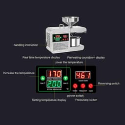 Elektrische oliepersmachine met groot digitaal kleurendisplay voor thuis, keuken en andere toepassingen. Intelligente, roestvrijstalen elektrische oliepersmachine. — thumbnail 3