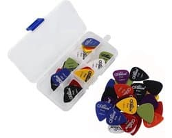 Okado Gitaar Plectrum Set 60-delig – Picks in Diverse Diktes 0,58 t/m 1,50 mm – Inclusief Opbergdoosje met Compartimenten – ABS Plectrums voor Elektrische en Akoestische Gitaar