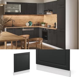 Keuken Frontpaneel - Keukenunit Deur - Vaatwasser Verbergen - Verstelbare Voeten - 60 cm Breed - Antraciet Landhuis — thumbnail 3
